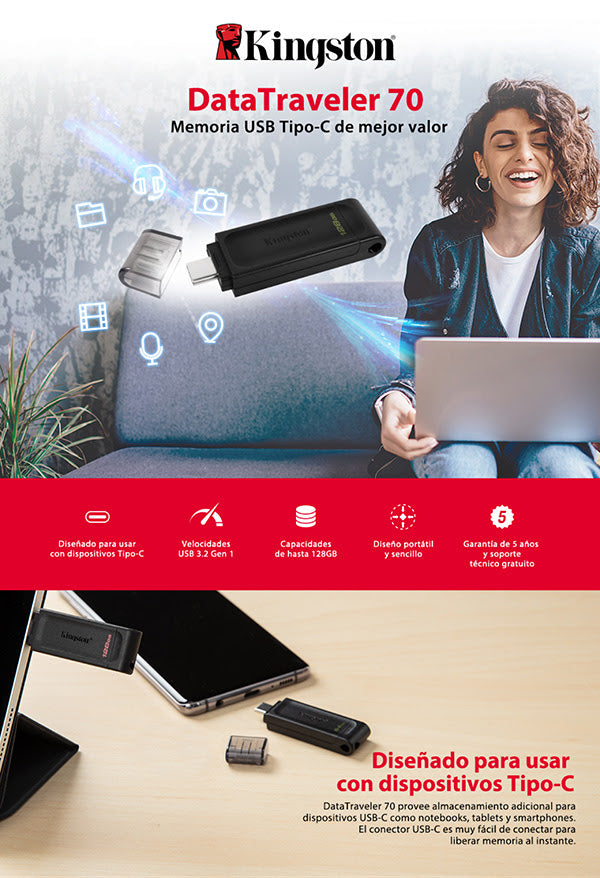 #MemoriaKingston #MemoriaDataTraveler70 #MemoriaUSB32GB #Pedestal