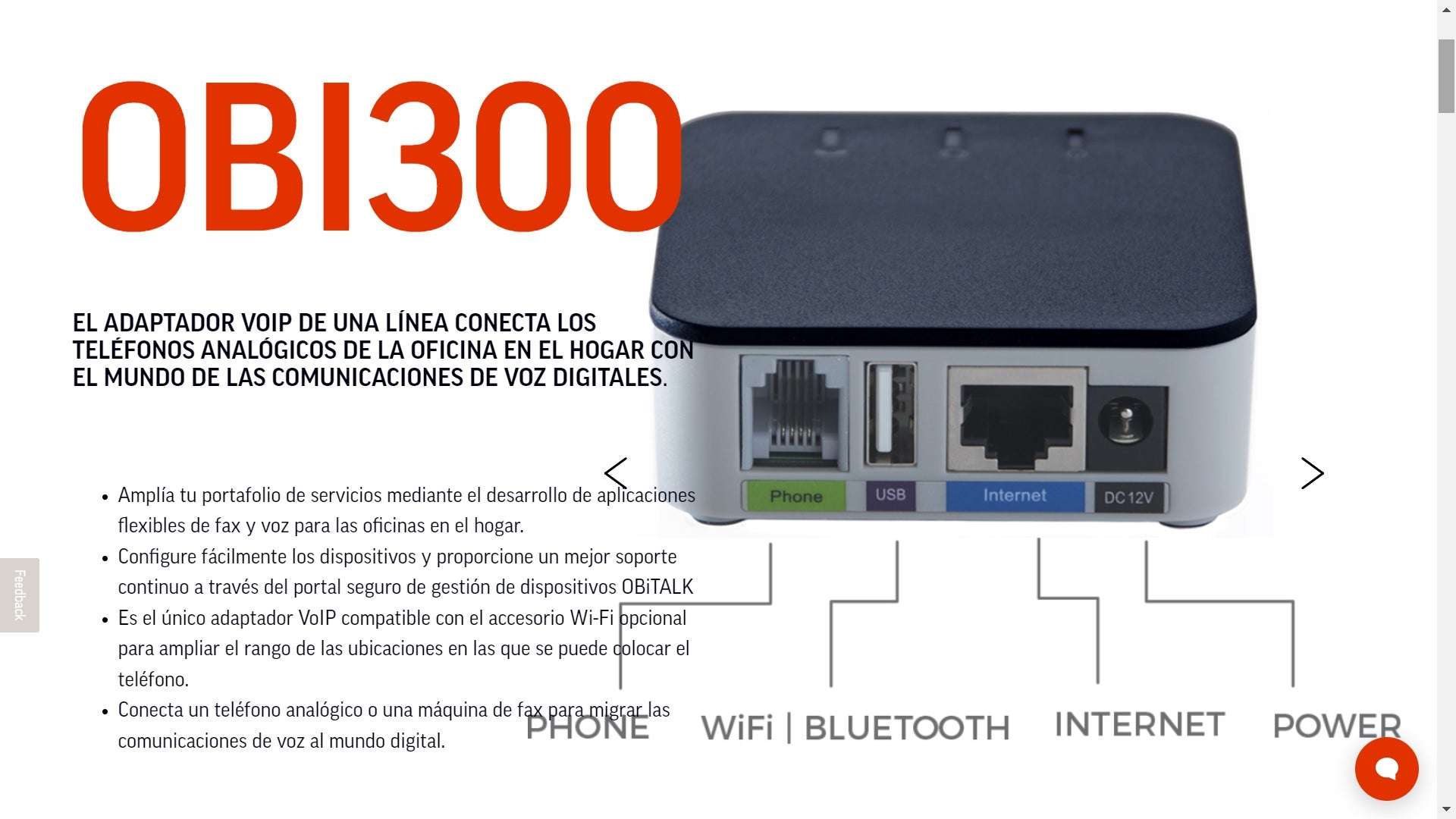 Polycom® OBi300 Adaptador VOIP de una Linea